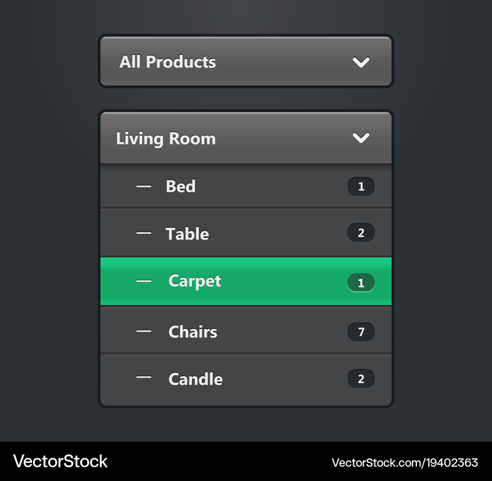 Website Dropdown Menu UI Element Vektorbild
