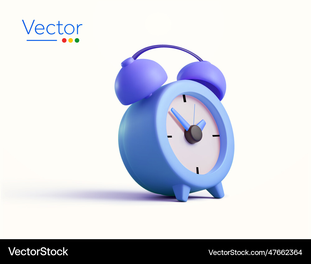3d alarm clock in minimal style isolated 3d alarm clock in minimal style isolated vector image