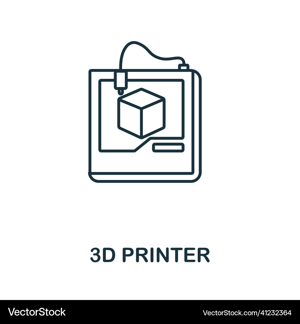 3d printer icon line element from machinery 3d printer icon line element from machinery vector image