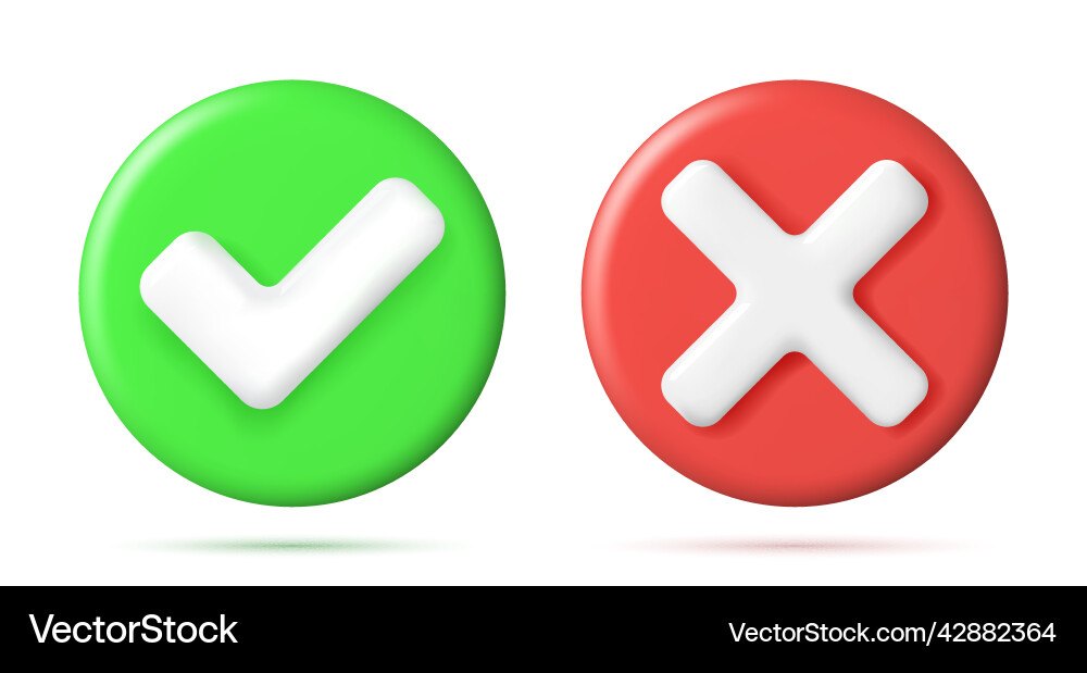 3d rechts und falsch Knopf in runder Form 3d rechts und falsch Knopf in runder Form vektorbild