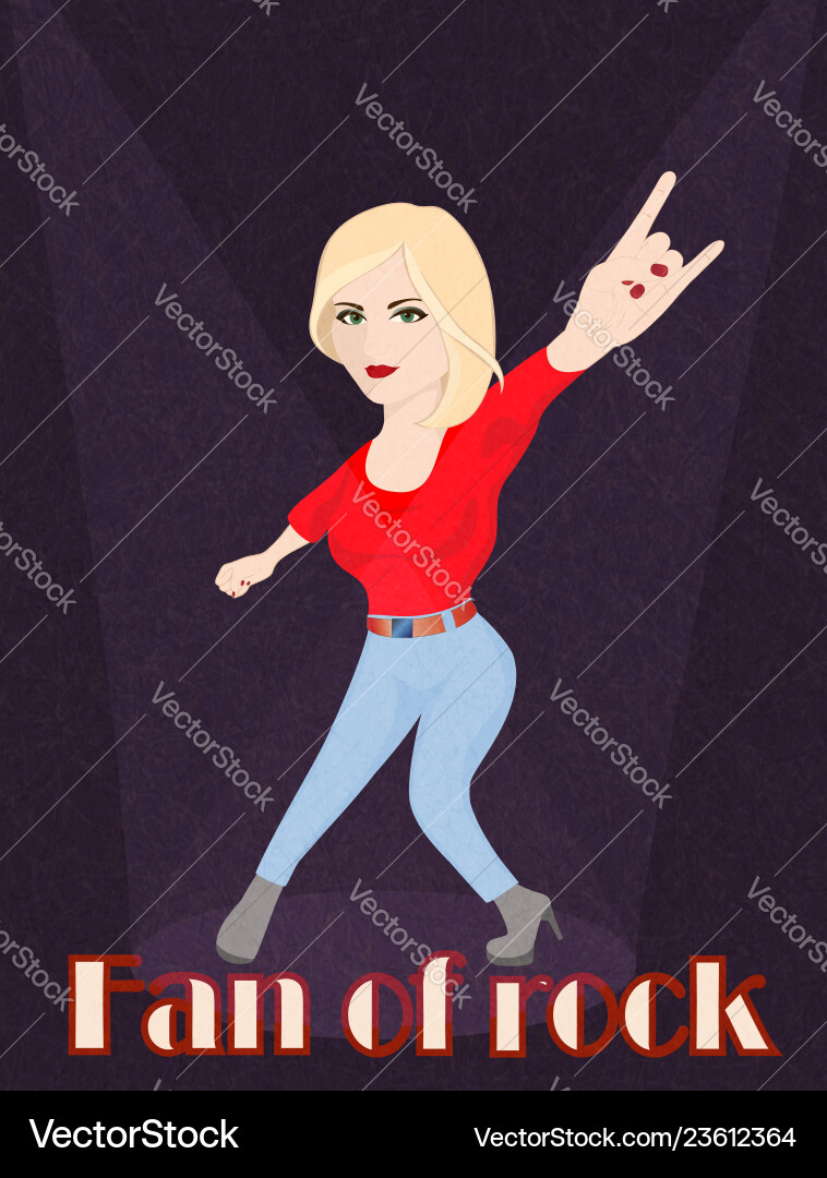Blond frau tun rock sign auf dunkel hintergrund Blond frau tun rock sign auf dunkel hintergrund vektorbild