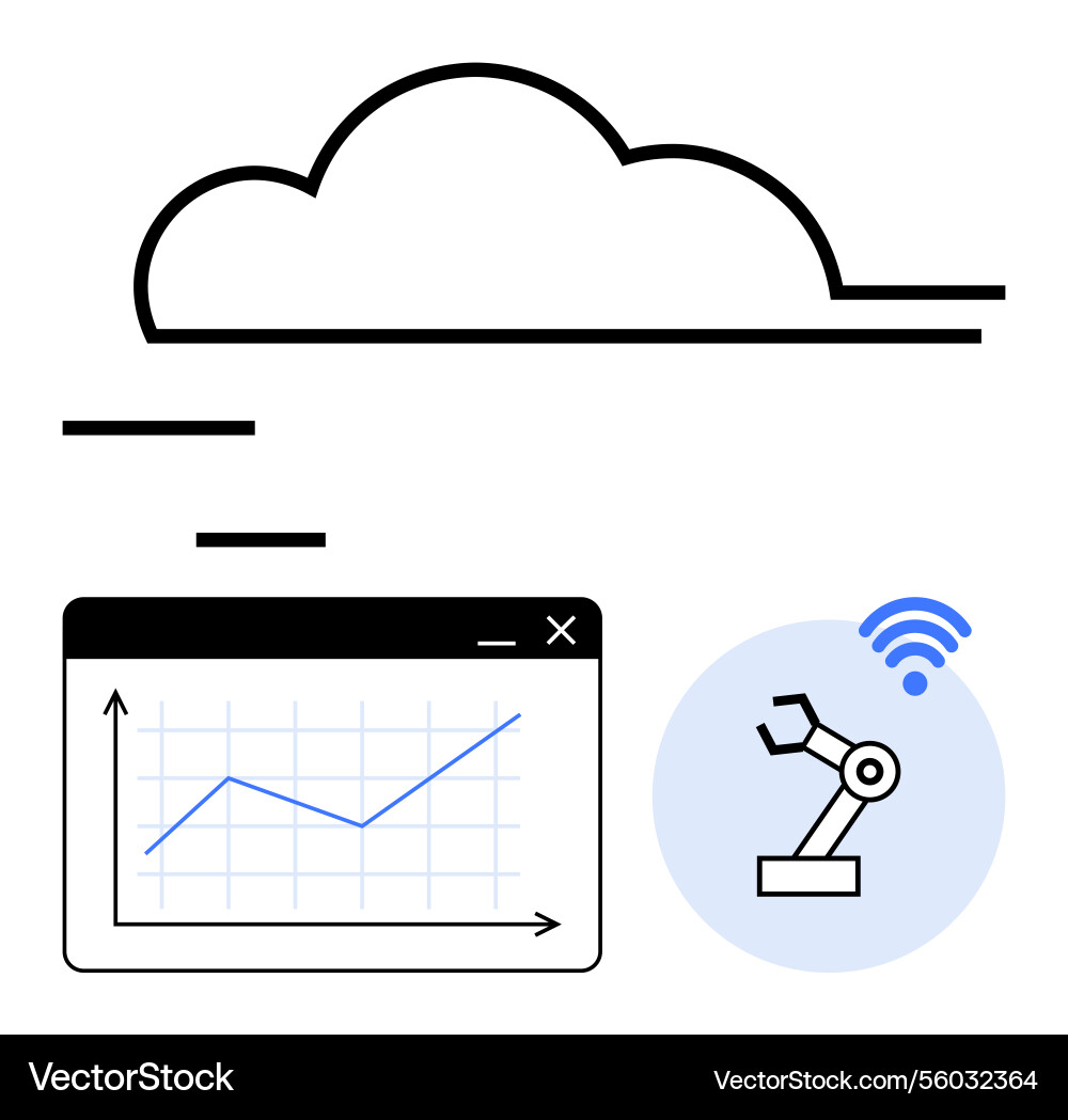 Cloud computing with industrial robotics data Cloud computing with industrial robotics data Vector Image