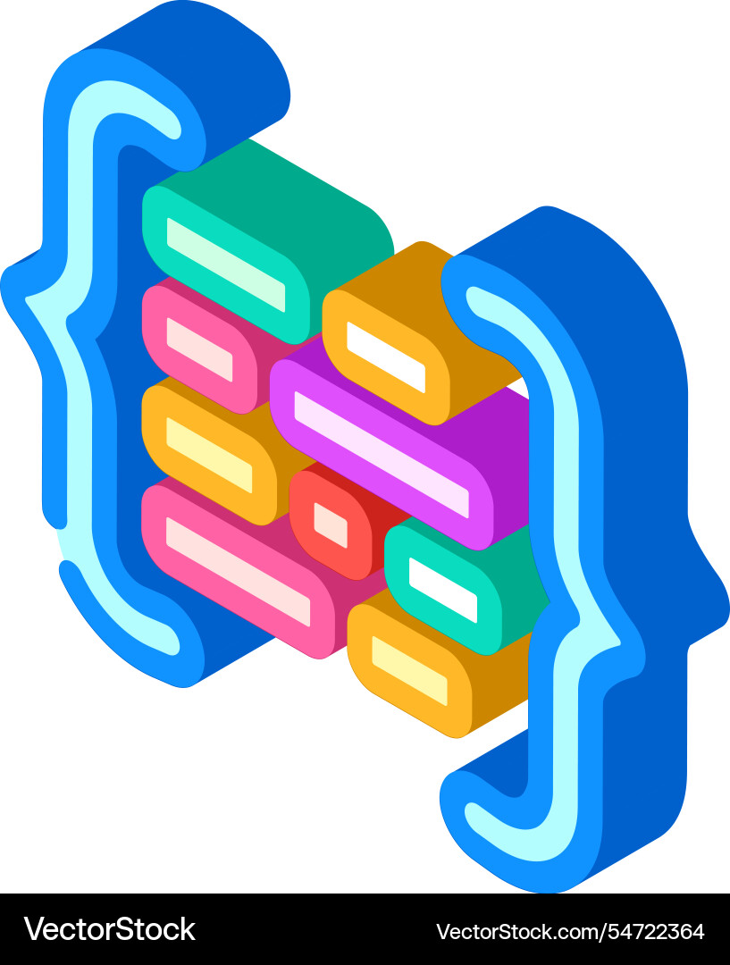 Code brackets with letters nlp isometric icon vector image