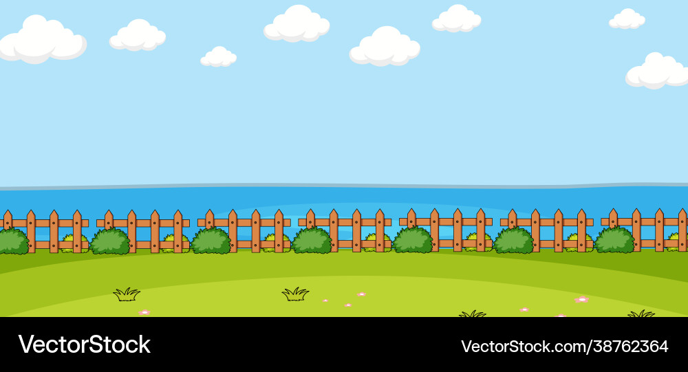 Empty park scene with river in simple style Vector Image