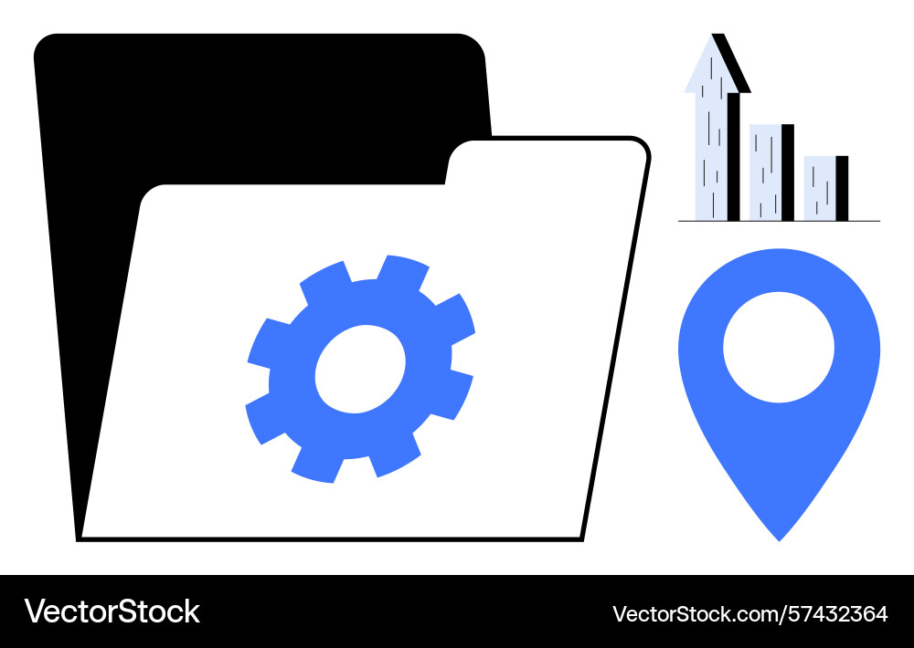 File management and analytics with growth chart File management and analytics with growth chart vector image