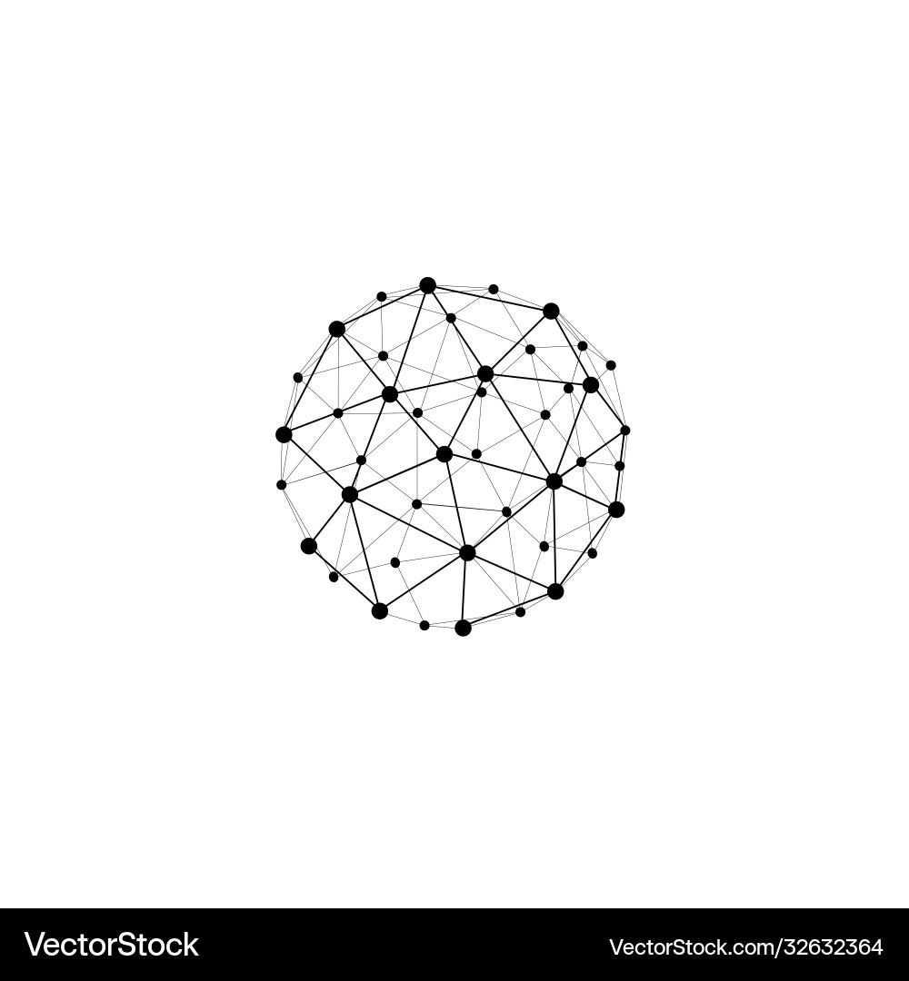 Icosahedron icon wireframe mesh polygonal element vector image