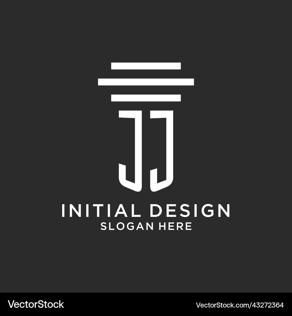 Jj initials with simple pillar logo design vector image