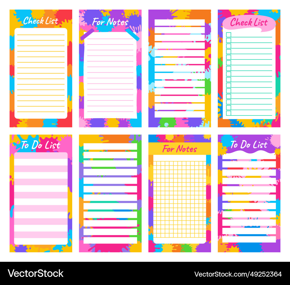 Notepaper lined or grid notepads set with colorful Notepaper lined or grid notepads set with colorful vector image