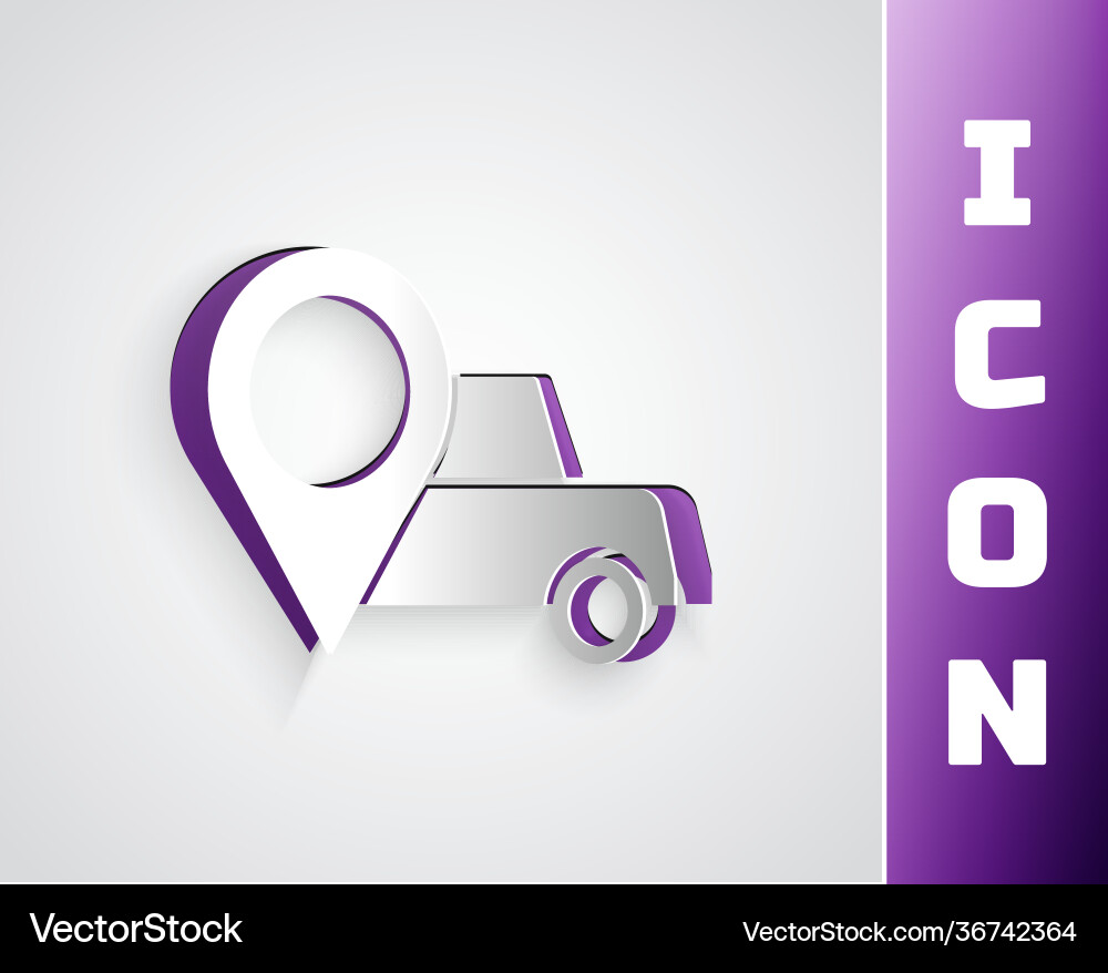 Paper cut map pointer with taxi icon isolated Paper cut map pointer with taxi icon isolated vector image