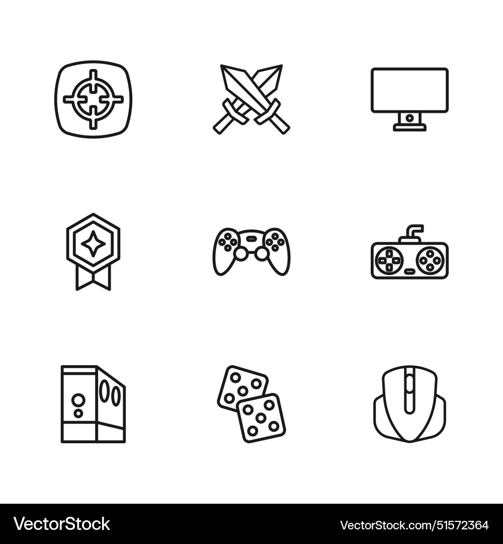 Set line game dice controller or joystick Set line game dice controller or joystick vector image