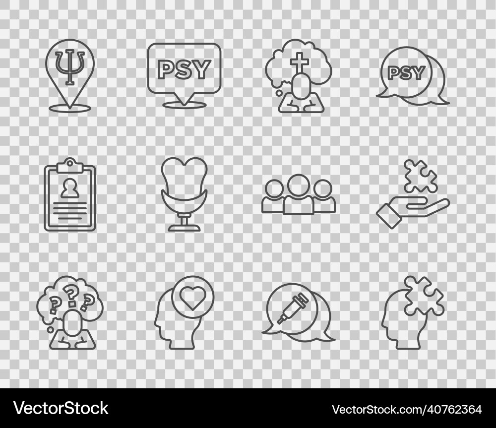 Set line head with question mark solution Set line head with question mark solution vector image
