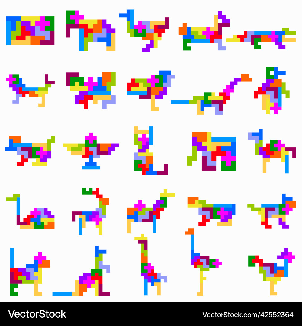 Set of block puzzle pentomino tetris Set of block puzzle pentomino tetris vector image