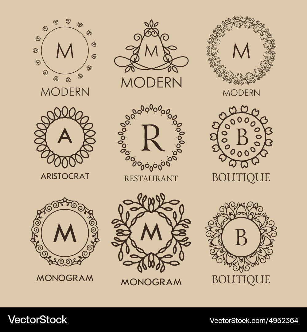 Set of simple and elegant monogram designs vector image