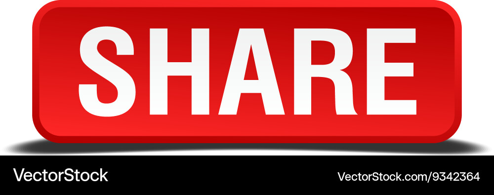 Share red 3d square button isolated on white vector image