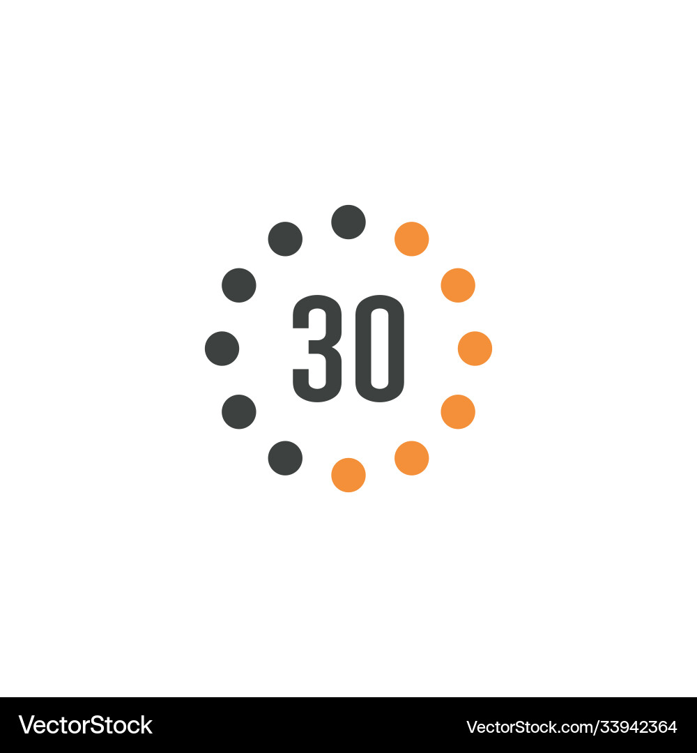 Timer sign 30 min on white background countdown Vector Image