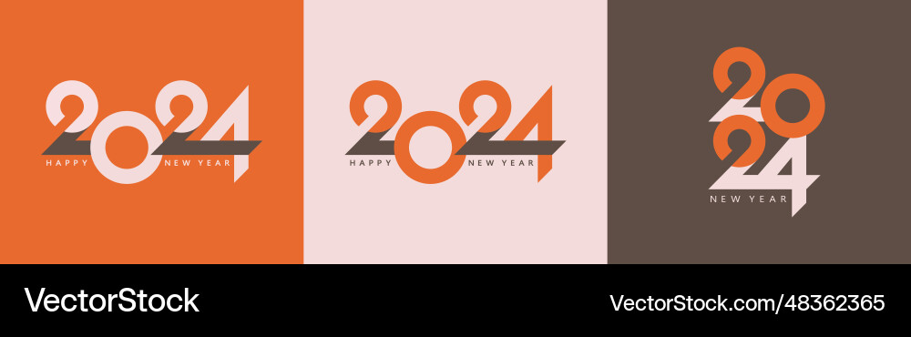 2024 typography logo design concept happy new Vector Image