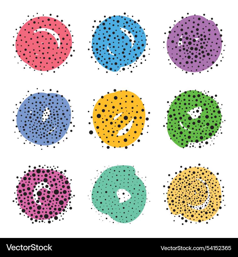 Abstract stipple circle design element set vector image