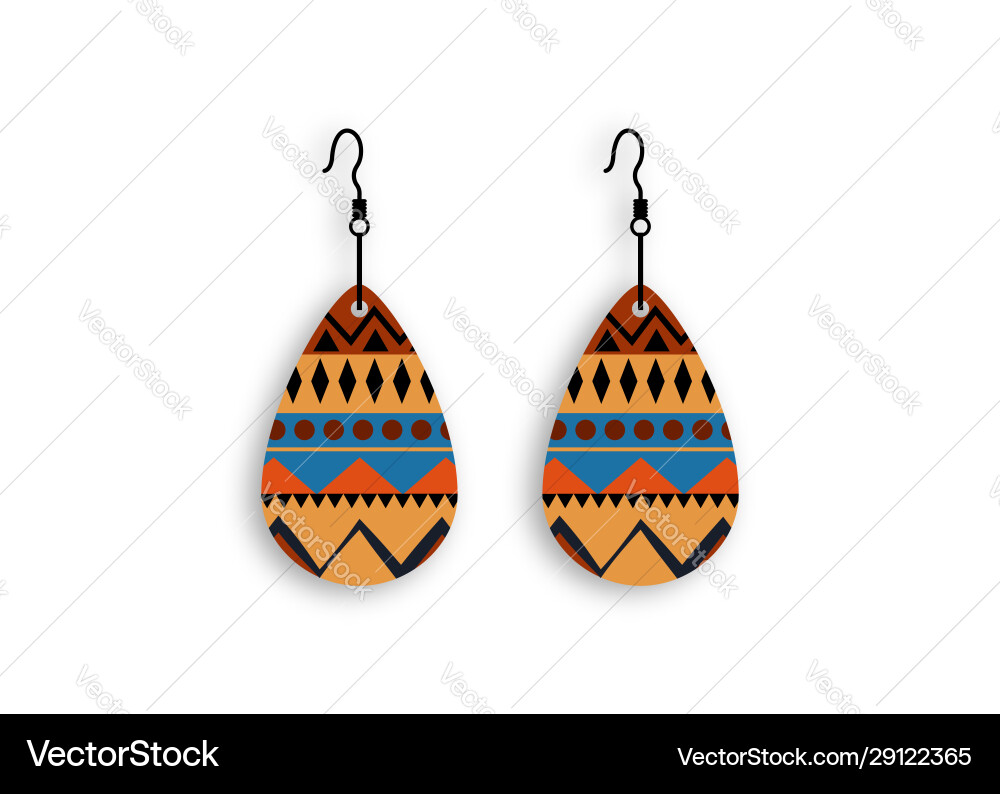 African earrings with tribal decorations jewelry African earrings with tribal decorations jewelry vector image