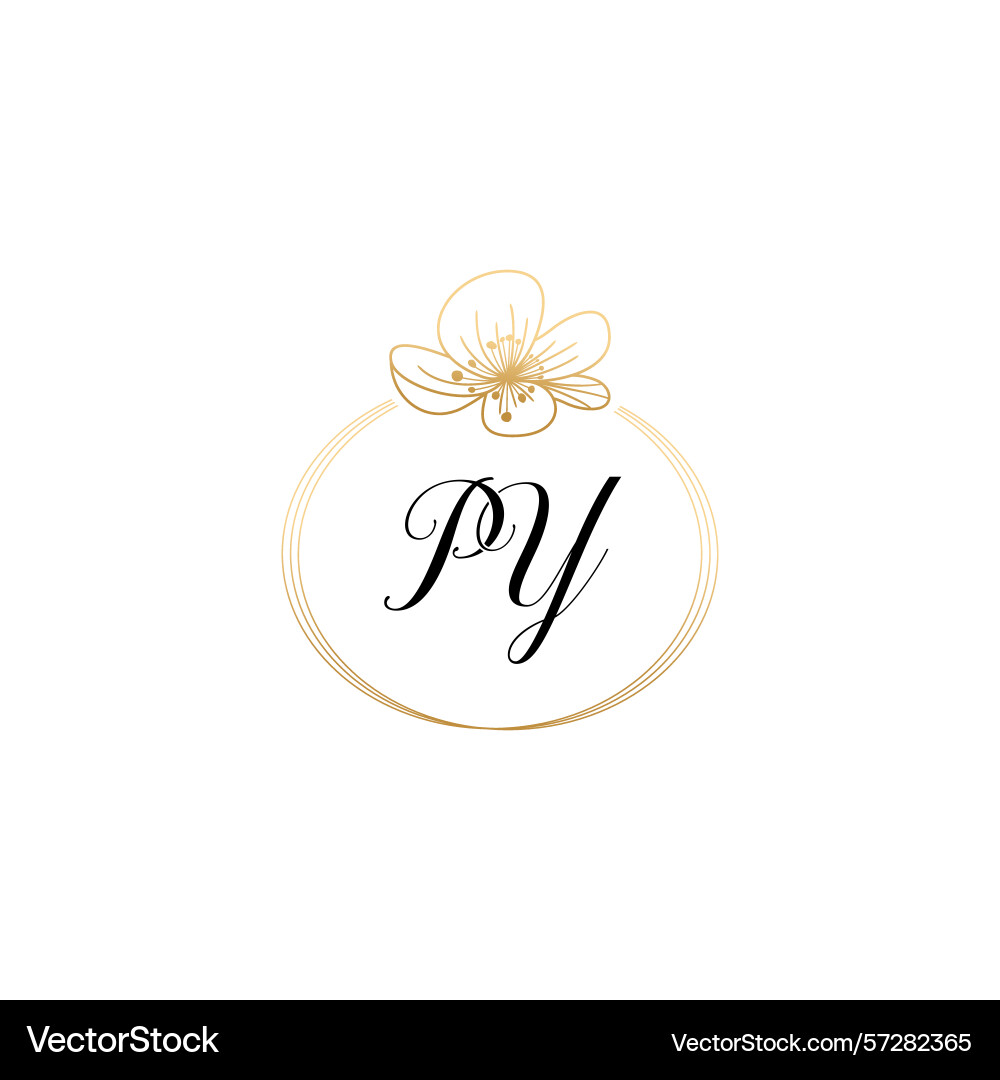 Botanical monogram logos with initial py Vector Image