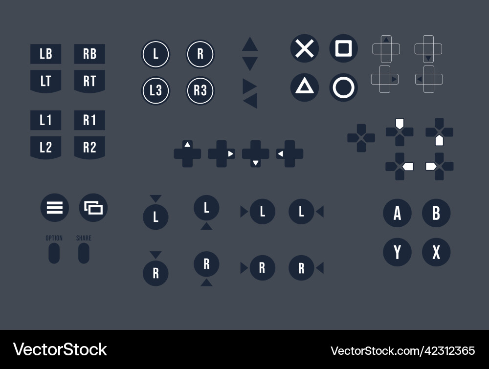 Game console controller icon set glyph style vector image