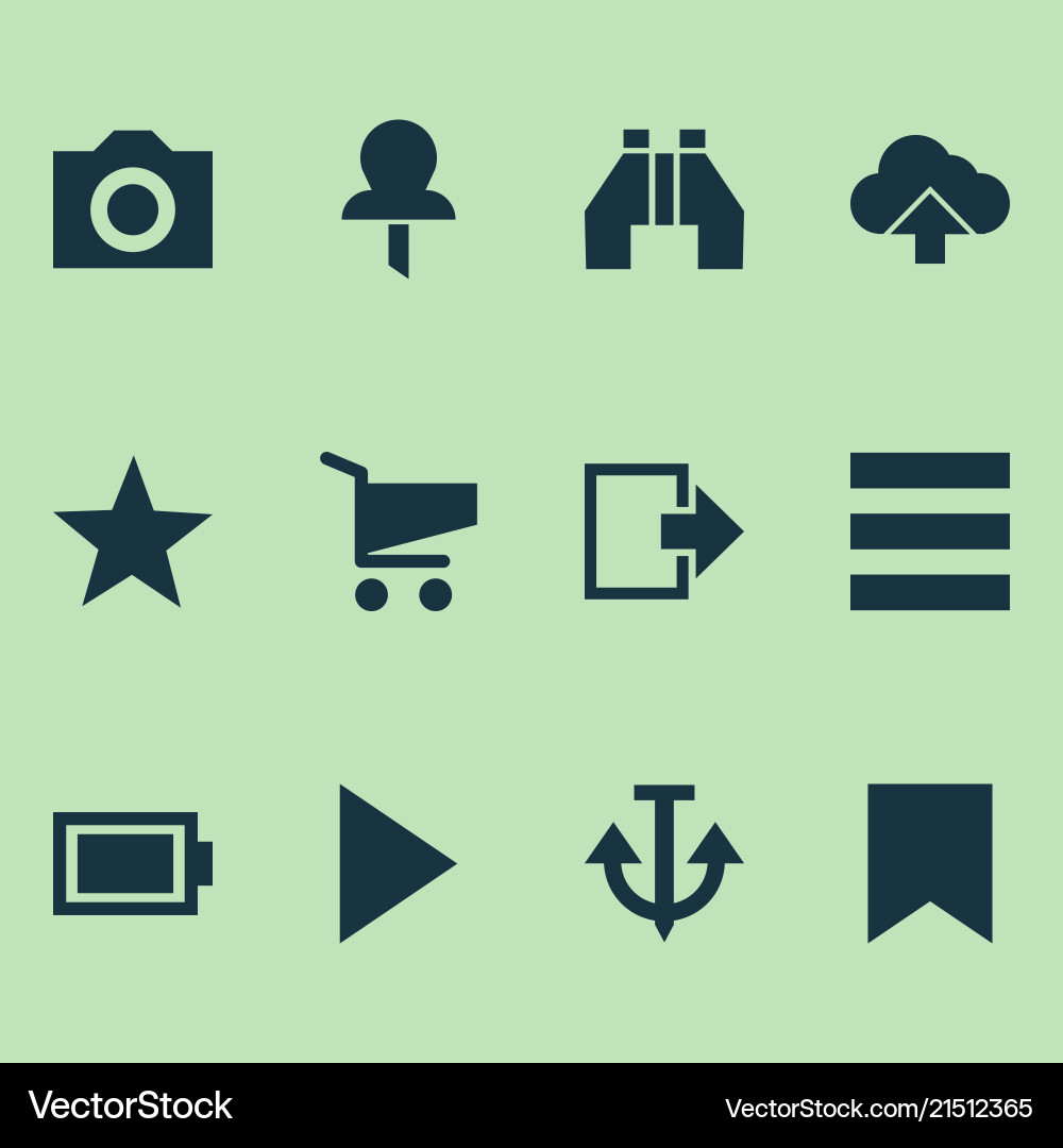 Interface icons set with list find battery vector image