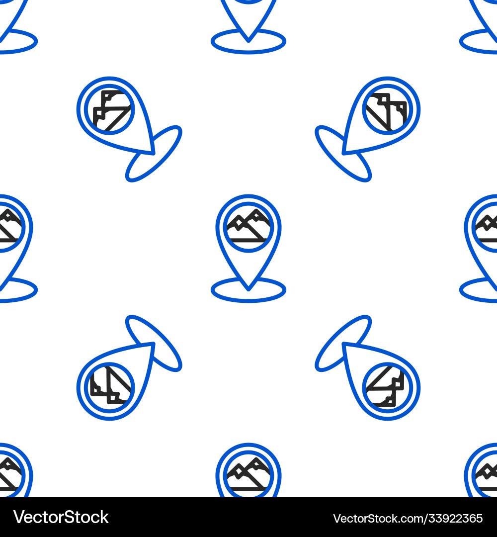 Line map pointer with mountain icon isolated Line map pointer with mountain icon isolated vector image