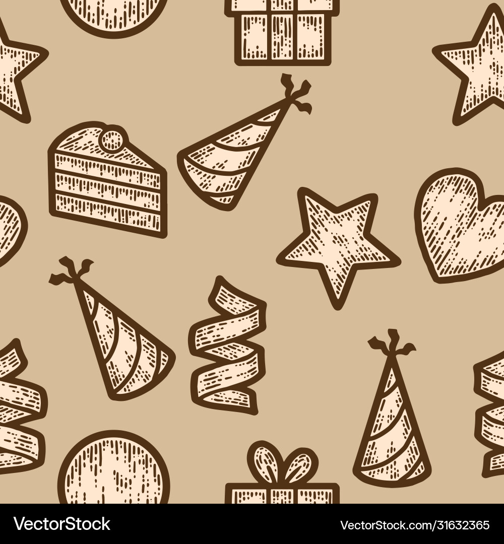 Seamless pattern beige color holiday objects Seamless pattern beige color holiday objects vector image