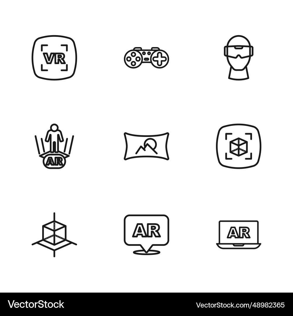 Set line augmented reality ar 3d modeling wide Set line augmented reality ar 3d modeling wide vector image