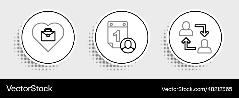 Set line project team base heart with text work vector image