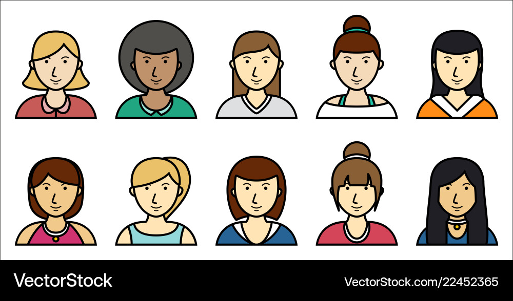 Set von Frauen Icons auf weißem Hintergrund Set von Frauen Icons auf weißem Hintergrund vektorbild