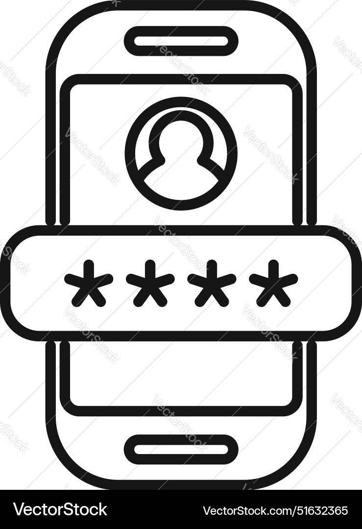 Smartphone showing user profile with password vector image