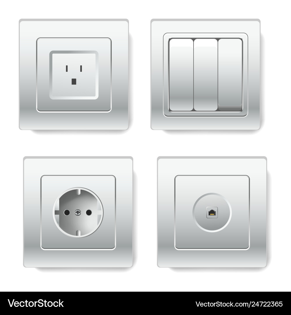 Sockets with different number of slots types Sockets with different number of slots types vector image
