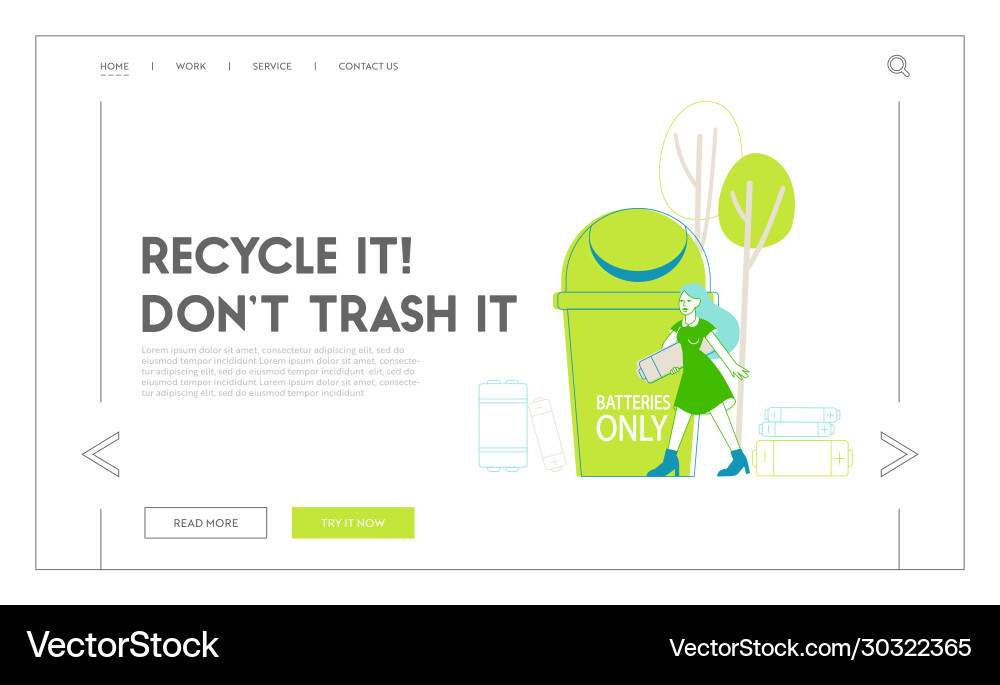 Sorting e-waste garbage segregation landing page vector image