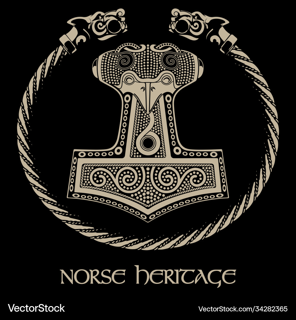 Thors hammer - mjollnir and scandinavian vector image