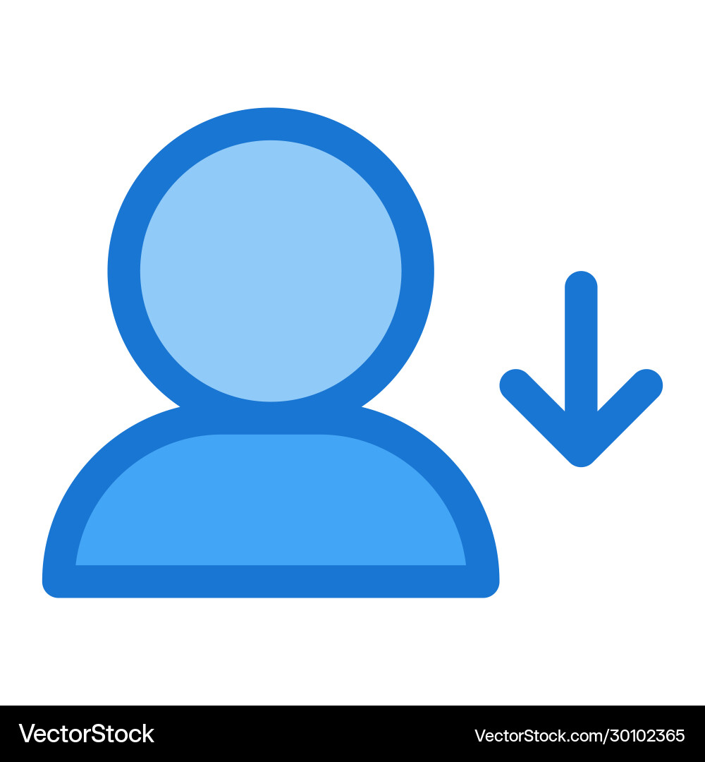 User with down arrow icon in flat style Vector Image