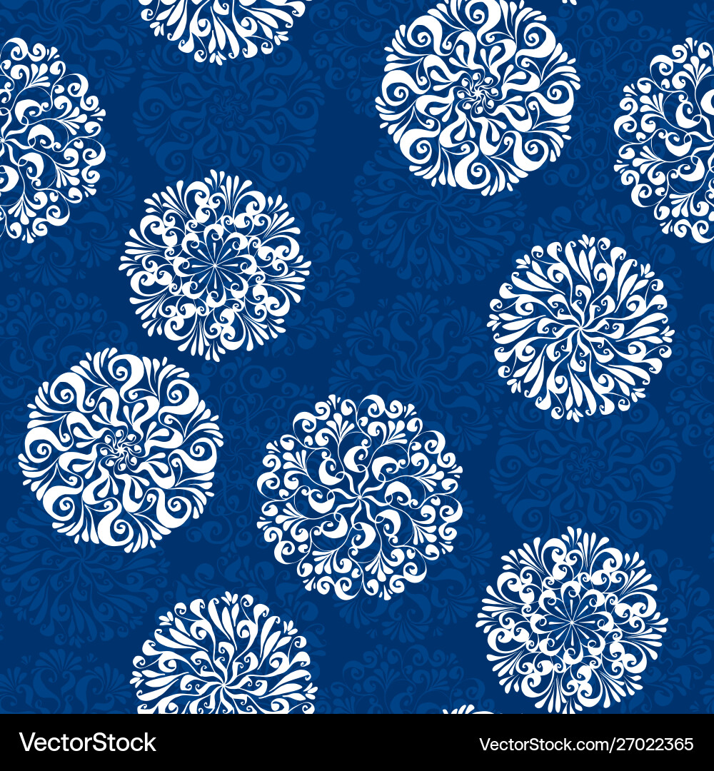 White curl snowflake winter seamless pattern Vector Image