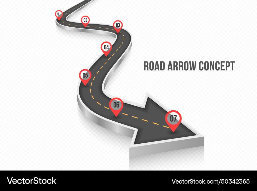 Winding 3d road infographic concept on a white Winding 3d road infographic concept on a white vector image