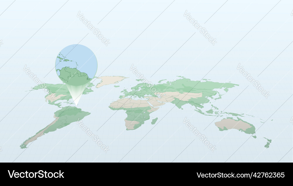 World map in perspective showing the location Vector Image