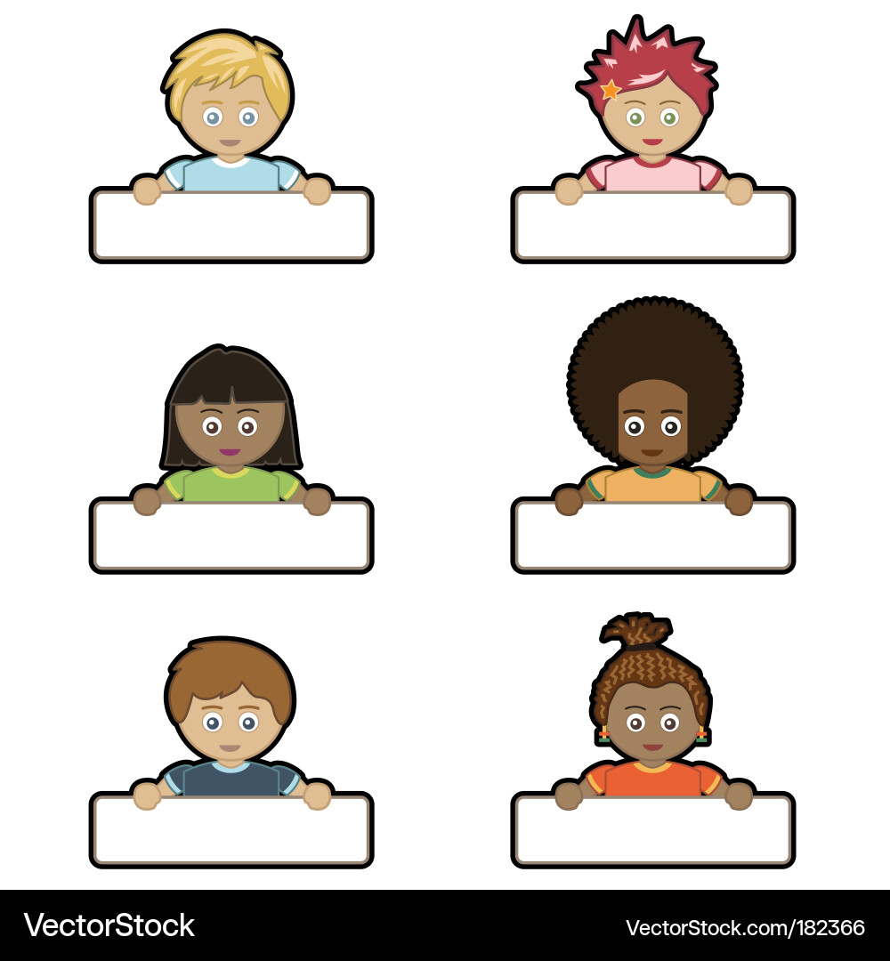 Children with Name Tags Vector Image