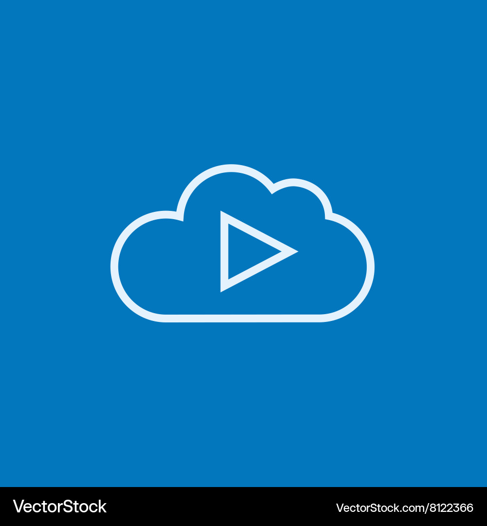 Cloud with play button line icon vector image