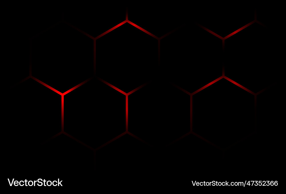 Dark hexagonal with red bright background Dark hexagonal with red bright background vector image