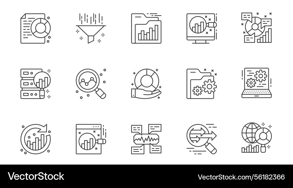 Data analytics icons set in outline stroke design Data analytics icons set in outline stroke design vector image