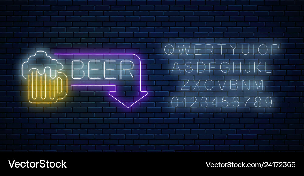 Glowing Neon Bier Pub Schild im Rechteck Glowing Neon Bier Pub Schild im Rechteck vektorbild