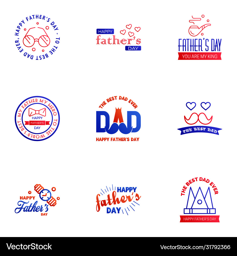 Happy fathers day greeting card 9 blue and red vector image