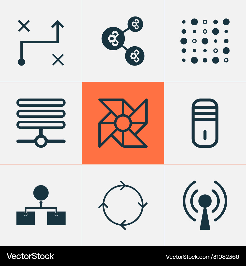 Maschinensymbole mit Analyse-Design-Computer eingestellt Maschinensymbole mit Analyse-Design-Computer eingestellt vektorbild