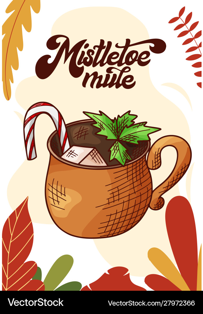 Mistletoe Mule Tasse heißes Getränk für Weihnachten Mistletoe Mule Tasse heißes Getränk für Weihnachten vektorbild