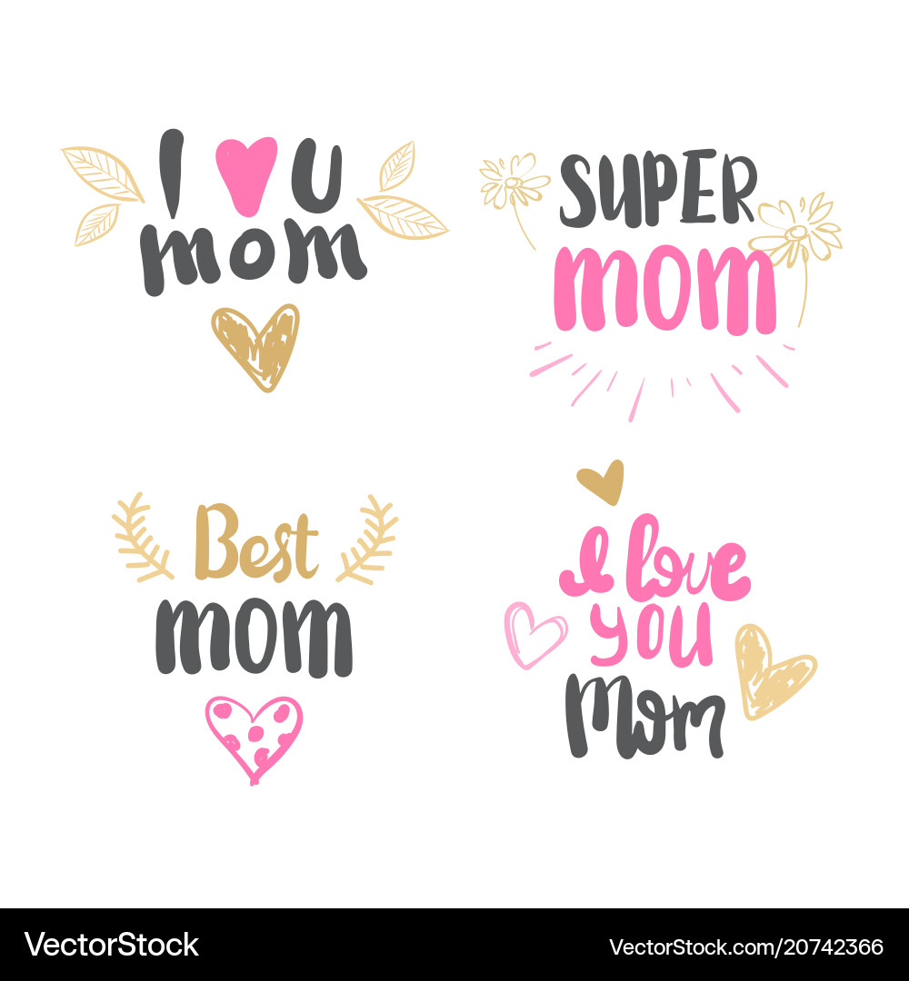 Mothers Day Lettering Logo Vector Image
