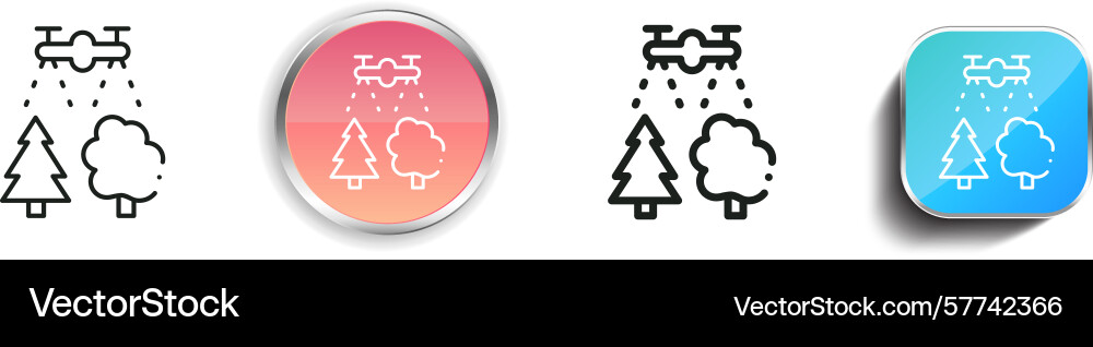 Quadcopter icon thin linear regular and button Vector Image