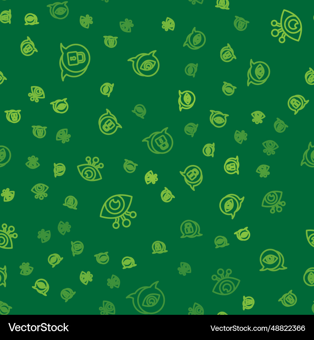 Set line cyber security eye scan and on seamless Set line cyber security eye scan and on seamless vector image