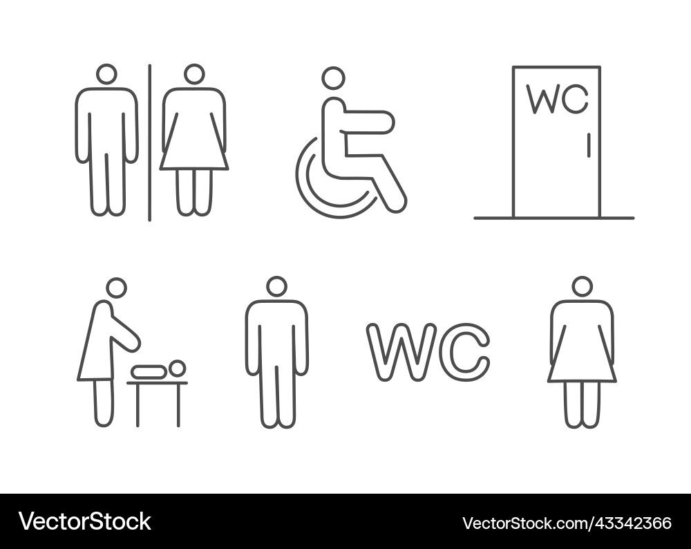 Set of toilet navigation icons wayfinding wc vector image